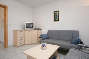a living room with a couch and a tv at Apartment Pinezici 5464d in Pinezici