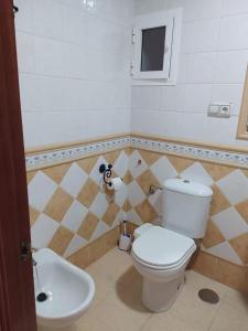un bagno con un water bianco e un lavandino di Apartamento grumete a El Puerto de Santa María