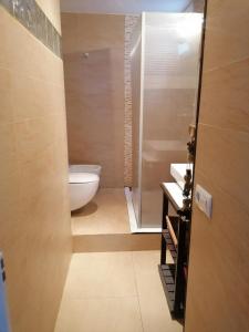 Apartamento con encanto Mila VALENCIAYOLE في فالنسيا: حمام صغير مع مرحاض ومغسلة