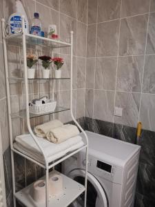 lavadero con lavadora y lavadora en Apartament Dragoste și Lavandă Sinaia, en Sinaia
