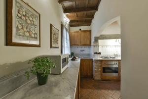 A kitchen or kitchenette at Raffaello apartment with fireplace in Oltrarno