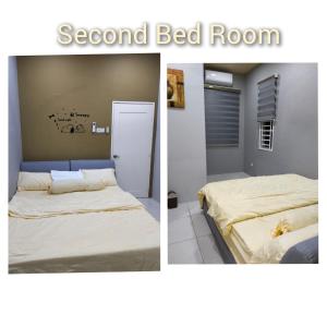 two pictures of a room with a bed and a room with a bed room at JOE Homestay in Alor Setar