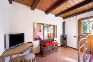 a living room with a tv and a couch at Ca' Kira in Molini di Triora