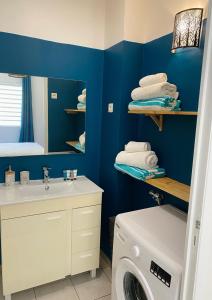 W łazience znajduje się pralka i umywalka. w obiekcie Appartement cosy à Grand Case, proche aéroport. w mieście Grand Case