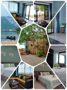 eine Collage mit Bildern eines Wohnzimmers in der Unterkunft Villa loved beach AO NAM MAO 2 in Ao Nam Mao