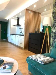 Kuchnia lub aneks kuchenny w obiekcie Zielony apartament z widokiem na jezioro