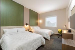 皮烏拉的住宿－Holiday Inn - Piura, an IHG Hotel，酒店客房设有两张床和窗户。