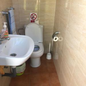 Villa Rosario في البوسكي: حمام به مرحاض أبيض ومغسلة