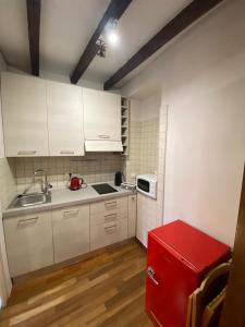 A kitchen or kitchenette at Domus Rome Incantevole Apt vicino Colosseo Foro Romano
