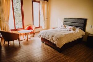 een slaapkamer met een bed, een tafel en stoelen bij Casa de Campo en Cieneguilla in Lima +56 foto's