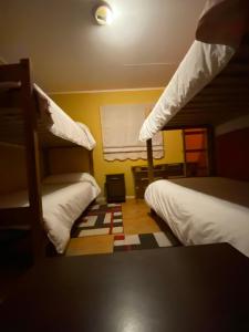 Cette chambre comprend 2 lits superposés et une fenêtre. dans l'établissement Konkashken Lodge, à Torres del Paine
