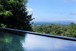 a swimming pool with a view of the trees at Rockwood Hotel & Spa in Ajigasawa