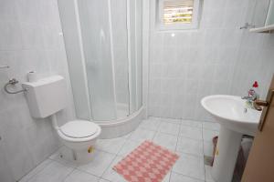 La salle de bains est pourvue d'une douche, de toilettes et d'un lavabo. dans l'établissement Apartments with a parking space Tkon, Pasman - 6216, à Tkon
