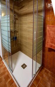 a shower with a glass enclosure in a bathroom at GANDIACENTRUM in Gandía
