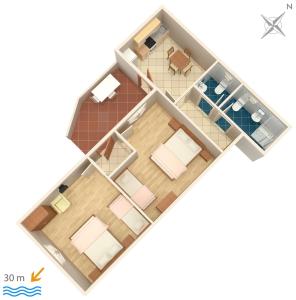 Půdorys ubytování Apartments by the sea Zubovici, Pag - 6356
