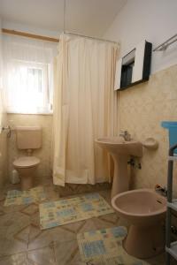 スタラ・ノヴァリャにあるApartments by the sea Stara Novalja, Pag - 6301の洗面台、トイレ、シャワー付きのバスルーム