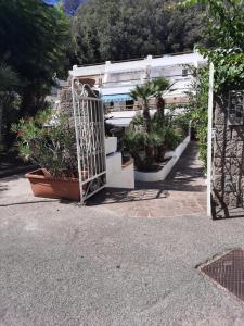 Ein Tor mit einem Haufen Pflanzen vor einem Gebäude in der Unterkunft Casa Antonietta in Ischia