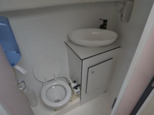 een kleine badkamer met een wastafel en een toilet bij Vivienne in Ballymoney
