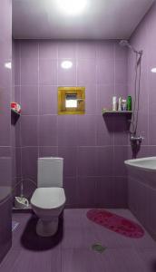 a purple bathroom with a toilet and a sink at Apartment in the heart of Old Tbilisi in Tbilisi City
