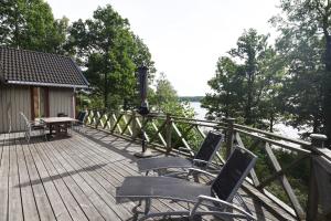Parveke tai terassi majoituspaikassa Holiday home in Dalskog with a panoramic lake view