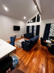 纽瓦克SPRINGVIEW HOMES 12MINS FROM EWR & 3 MINS FROM UNIVERSITY HOSPITAL的带沙发和电视的客厅