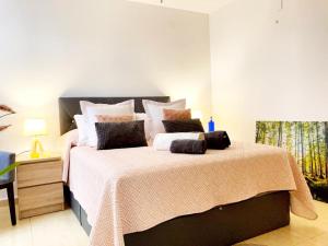 ein Schlafzimmer mit einem großen Bett mit Kissen darauf in der Unterkunft La Posada del Centro in Denia