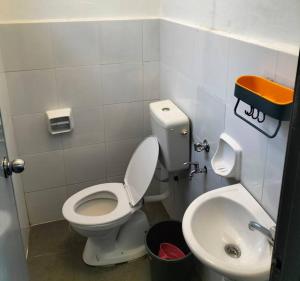 a small bathroom with a toilet and a sink at IRIS 55 Corner Lot House Spacious Outdoor With Wi-Fi in Johor Bahru