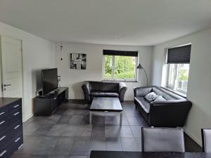 約靈的住宿－Bjergby Guesthouse，带沙发和电视的客厅