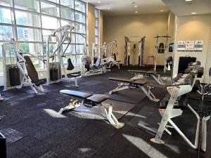 Spacious DT 2-BDR High-rise with view, pool, gym的健身中心和/或健身设施
