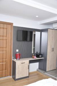 Kuchyň nebo kuchyňský kout v ubytování Hotel Arinna