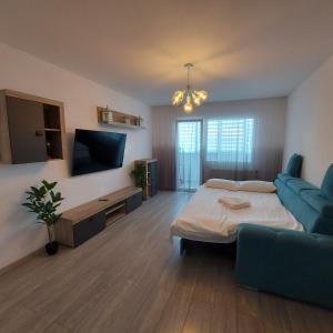 TV a/nebo společenská místnost v ubytování Turquoise apartment