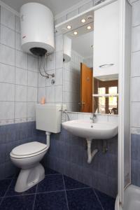 a bathroom with a toilet and a sink and a mirror at Apartment Zubovici 6356a in Zubovići +16 photos