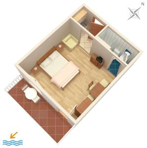 a rendering of a room with a bedroom at Studio Drvenik Donja vala 6658a in Drvenik