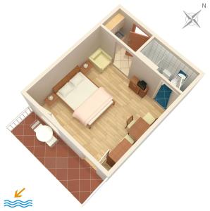 Una habitación con dormitorio en Studio Drvenik Donja vala 6658a, en Drvenik