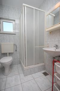 a bathroom with a shower and a toilet and a sink at Twin Room Kustici 6288a in Kustići