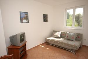 a living room with a couch and a tv at Apartments with a parking space Novigrad - 7017 in Novigrad Istria