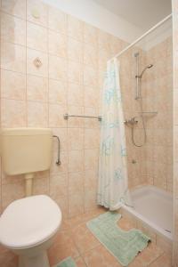 a bathroom with a toilet and a shower at Apartments with a parking space Tar, Porec - 7026 in Tar