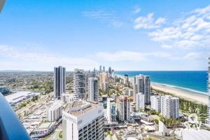 an aerial view of a city and the ocean at Oracle Resort - Q Stay in Gold Coast