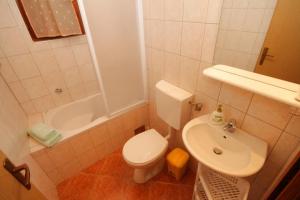 a small bathroom with a toilet and a sink at Apartments with a parking space Heraki, Central Istria - Sredisnja Istra - 7167 in Stifanići