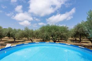 una piscina con árboles en el fondo en Family friendly apartments with a swimming pool Sisan, Medulin - 7243, en Šišan