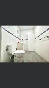 a bathroom with a toilet and a sink in it at Apartamentos Harizan in Agaete