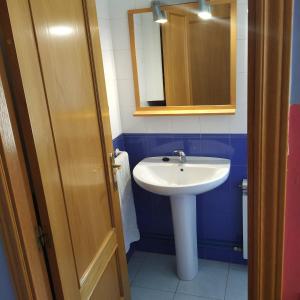 a bathroom with a sink and a mirror at APARTAMENTO ARCE I en el Valle de Benasque in Castejón de Sos