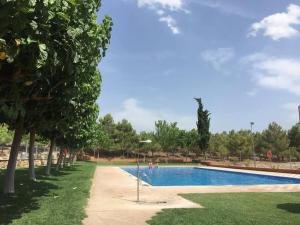 uma piscina num parque com árvores em Cal Magí em Sant Martí de Maldá