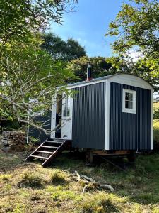 a tiny house is sitting on the grass at The Hazel Hut in Westport