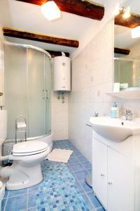 ein Bad mit einem WC und einem Waschbecken in der Unterkunft Family friendly house with a swimming pool Guran, Central Istria - Sredisnja Istra - 7373 in Vodnjan