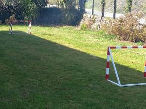 un campo da calcio con due barriere nell'erba di Lobetios - Casa rural a Parada de Achas