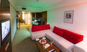 TV a/nebo společenská místnost v ubytování Derici Hotel