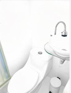 ボゴタにあるCasa Santa Margaritaのトイレと洗面台を備えた白いバスルーム