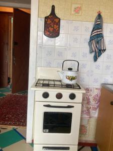 a kitchen with a stove with a pot on it at Back to USSR in Sillamäe