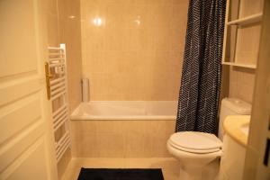 a bathroom with a toilet and a bath tub at Le Palais - studio avec balcon dans le Carré d'Or in Nice